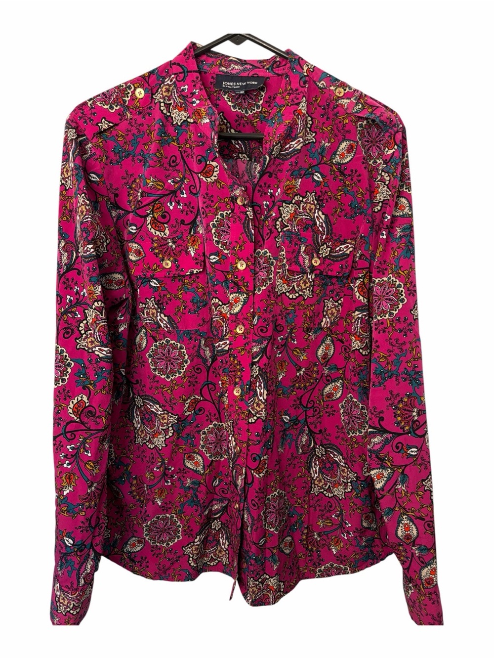 Jones New York Hot Pink Paisley Button-Down Shirt